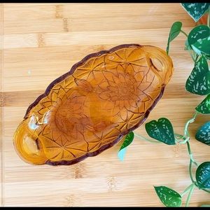 Floral Amber Glass Dish